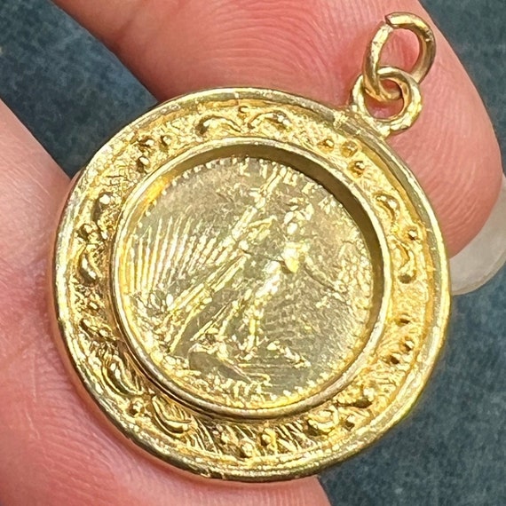 10k Gold "Walking Liberty" Coin Pendant. Small Re… - image 5