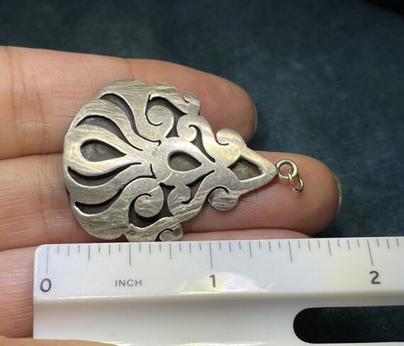 Antique Mexican Medallion Cut-Out Teardrop Pendan… - image 4