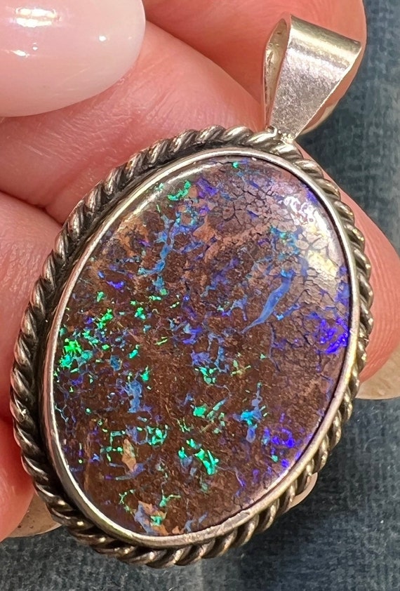 Australian Koroit Boulder Opal Pendant in Sterlin… - image 6