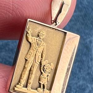 10k Gold Walt Disney + Mickey Mouse Commemorative Pendant *RARE* image 1