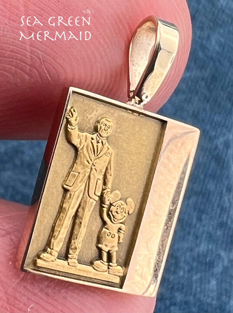 10k Gold Walt Disney + Mickey Mouse Commemorative Pendant *RARE* image 1
