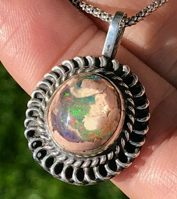 Mexican Boulder Jelly Opal Pendant. 925 Old Pawn … - image 2