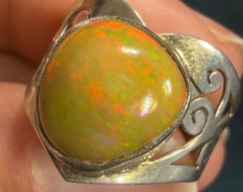 Mexican Fire Opal in Artisan Sterling Silver *Video*