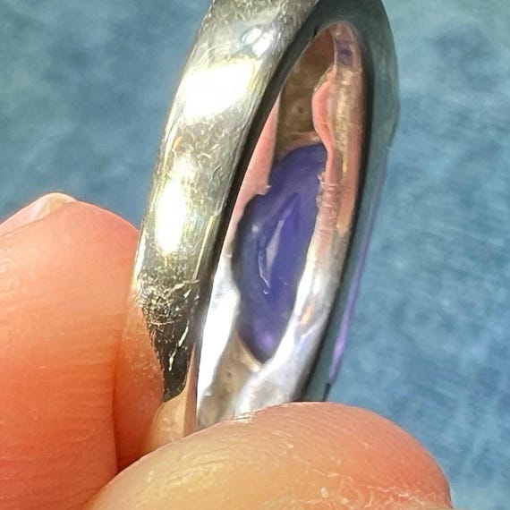 18k Yellow Gold and Silver Amethyst Half Moon Ring - Designer! View 4
