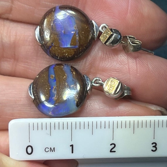 14k + 925 Australian Koriot Boulder Opal Earrings… - image 7