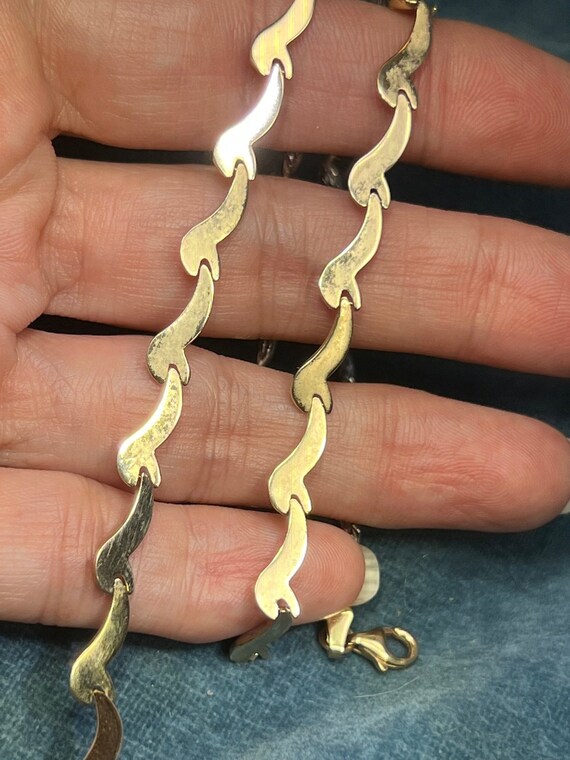 10k Yellow + White Gold 5mm Wave Link Chain Neckl… - image 4