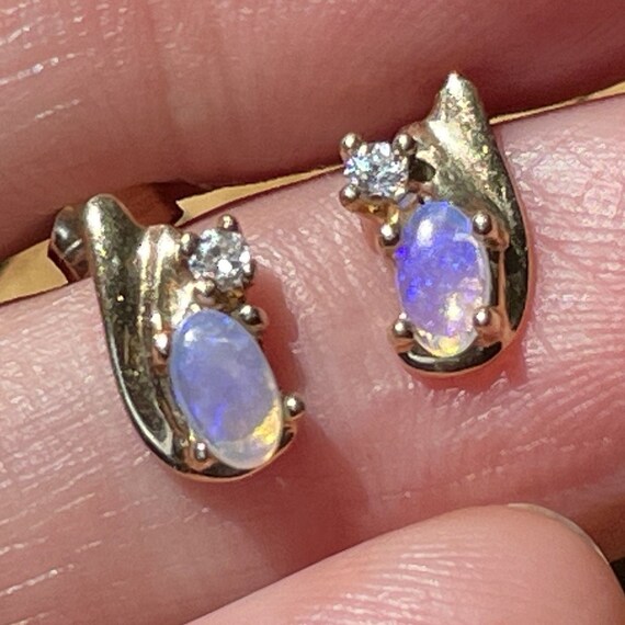 10k Yellow Gold Australian Lavender Jelly Opal & … - image 7