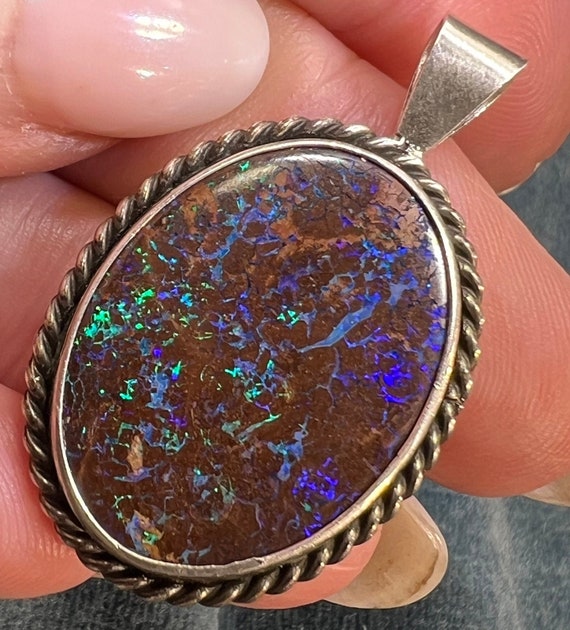 Australian Koroit Boulder Opal Pendant in Sterlin… - image 8