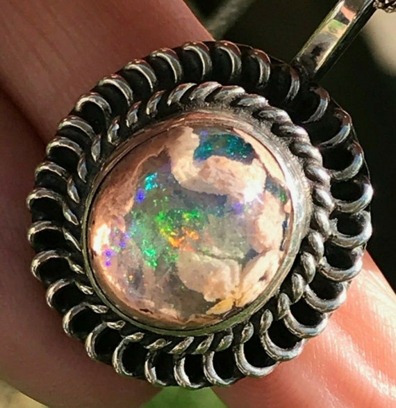 Mexican Boulder Jelly Opal Pendant. 925 Old Pawn … - image 1