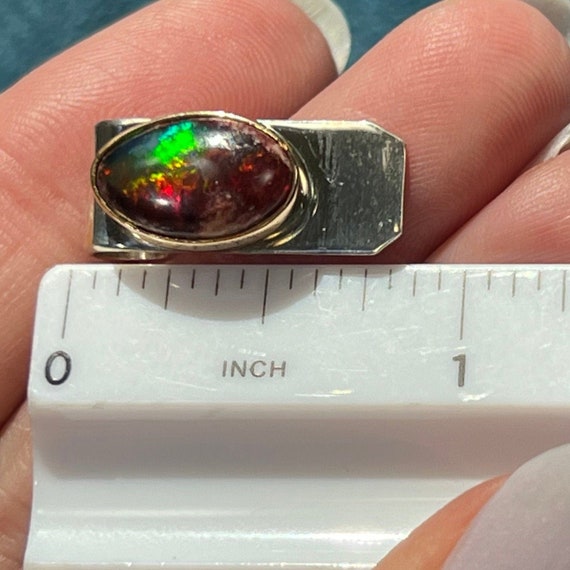 Mexican Boulder Opal Slide Pendant. 925 + 14k Gol… - image 3