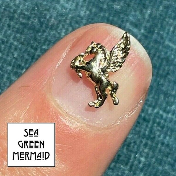 10k Yellow Gold *PEGASUS* NAIL Charm Ornament Decoration. TINY!