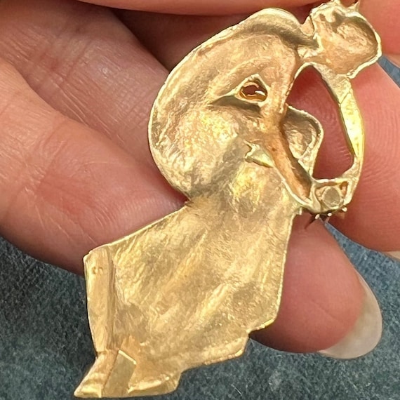 14k Gold Art Nouveau Dryad Goddess Pendant w Ruby… - image 2