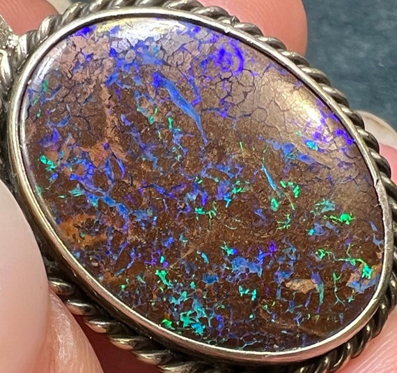 Australian Koroit Boulder Opal Pendant in Sterlin… - image 3