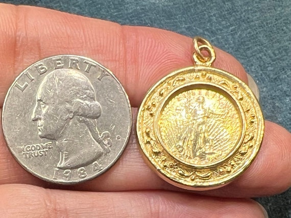 10k Gold "Walking Liberty" Coin Pendant. Small Re… - image 9