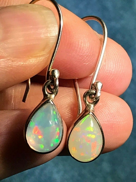 Ethiopian Welo Jelly Opal Teardrop Dangle Earring… - image 1