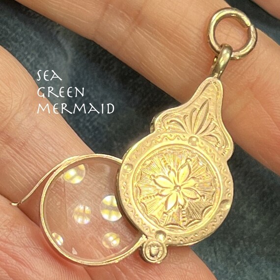 10k Yellow Gold Magnifying Glass JEWELERS LOUPE Penda… Gem