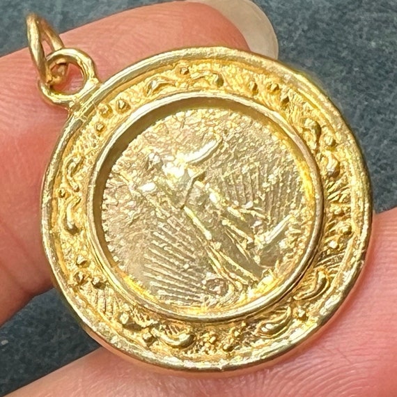 10k Gold "Walking Liberty" Coin Pendant. Small Re… - image 7