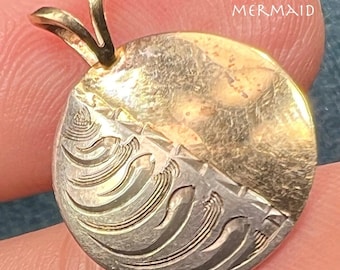 14k Gold + Silver Lunar Phases Half Moon Pendant