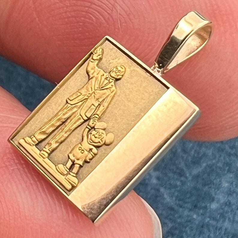 10k Gold Walt Disney + Mickey Mouse Commemorative Pendant *RARE* image 5