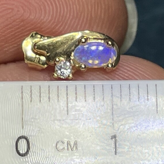 10k Yellow Gold Australian Lavender Jelly Opal & … - image 3