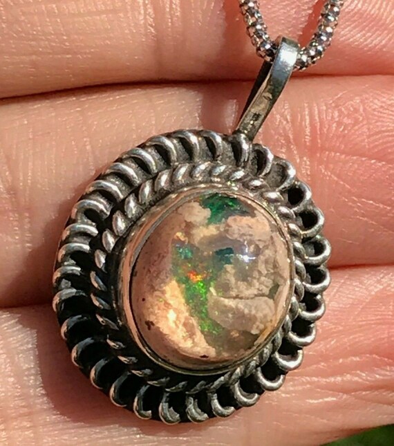 Mexican Boulder Jelly Opal Pendant. 925 Old Pawn … - image 7