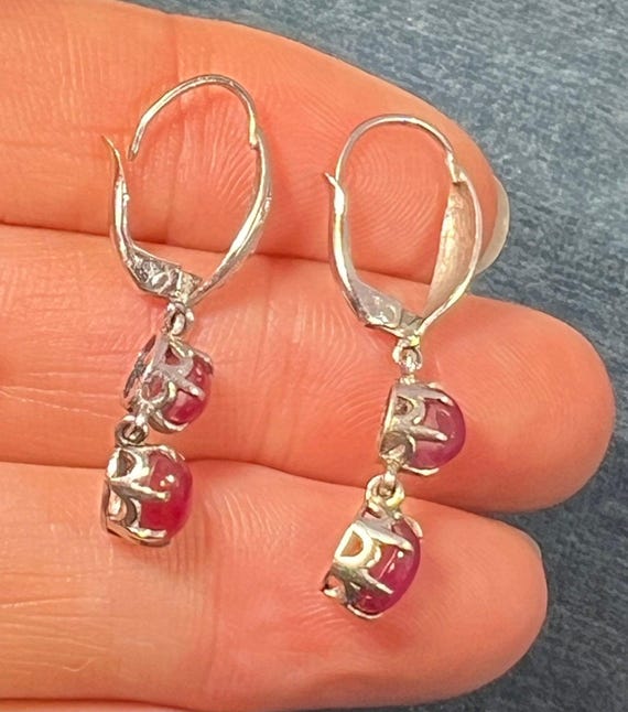 10k WG Gold Lab-Created Star Ruby Leverback Earri… - image 4
