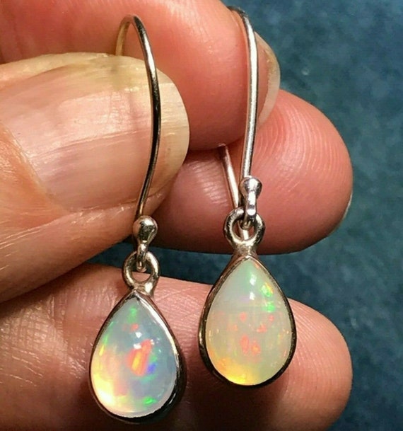 Ethiopian Welo Jelly Opal Teardrop Dangle Earring… - image 7