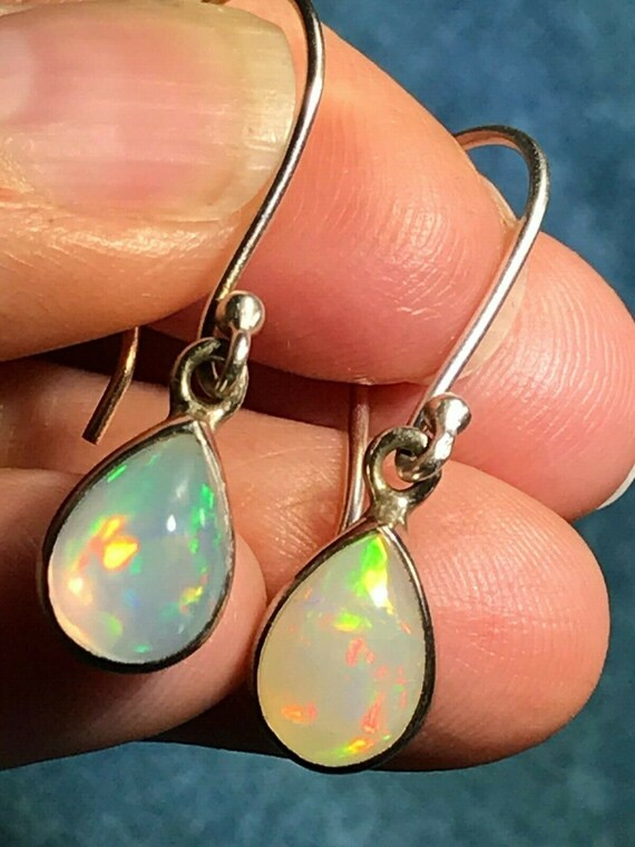 Ethiopian Welo Jelly Opal Teardrop Dangle Earring… - image 8