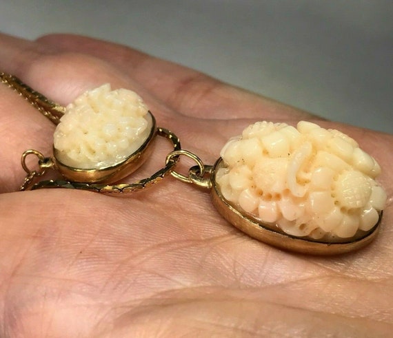 SG MERMAID 10k Yellow Gold Carved Coral Flowers 2… - image 5