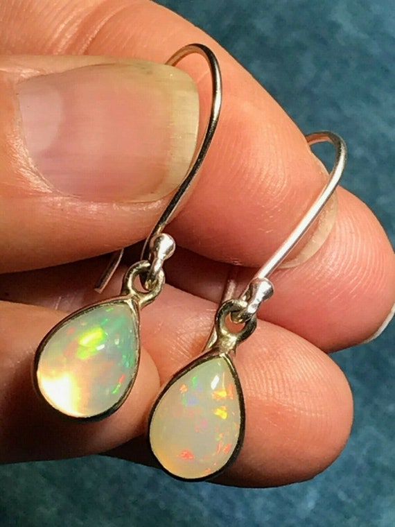 Ethiopian Welo Jelly Opal Teardrop Dangle Earring… - image 10
