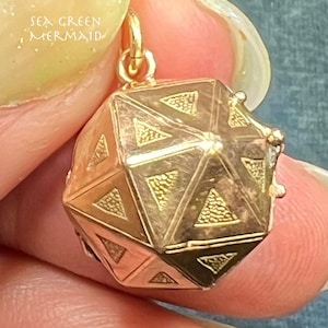 10k Gold 22-Sided Ball Orb Watch Fob Memento Locket Pendant