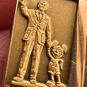 10k Gold Walt Disney + Mickey Mouse Commemorative Pendant *RARE* image 4