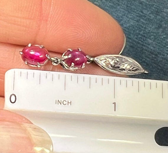 10k WG Gold Lab-Created Star Ruby Leverback Earri… - image 7