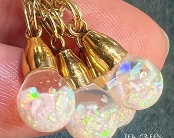 14k Yellow Gold Australian "FLOATING OPAL" Pendant. TIny! *VIDEO*