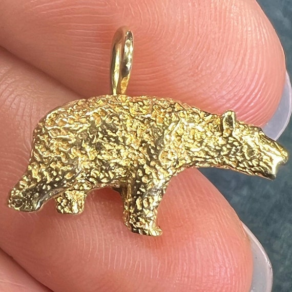 14k Yellow Gold Grizzly Bear Pendant. 3/4" - image 6