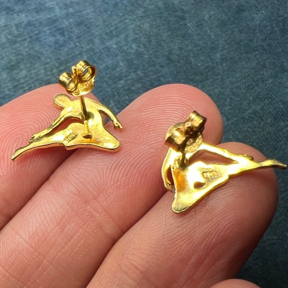 10k Yellow Gold Yoga Dancer Nudes Earrings. Sculp… - image 5