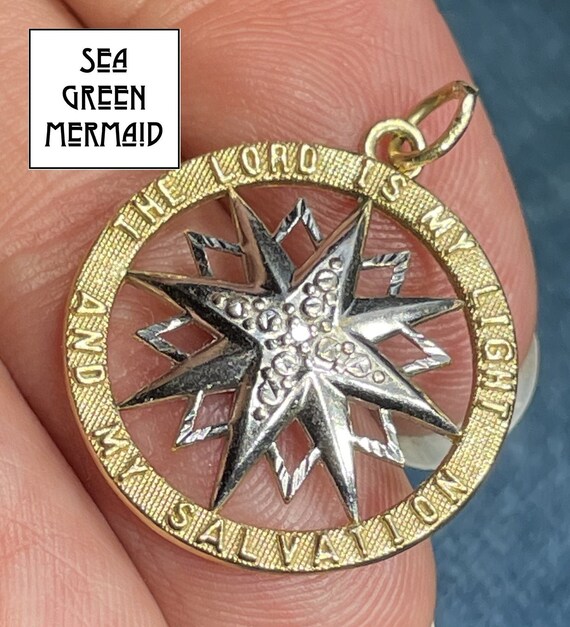 10k Gold STARBURST Pendant "The Lord is my Light … - image 1