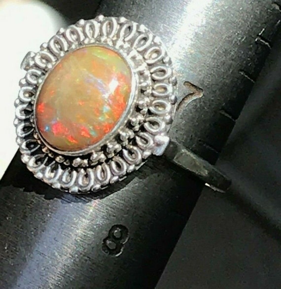 Mexican "On Fire" Opal Ring in 925 Sunburst Mount… - image 9