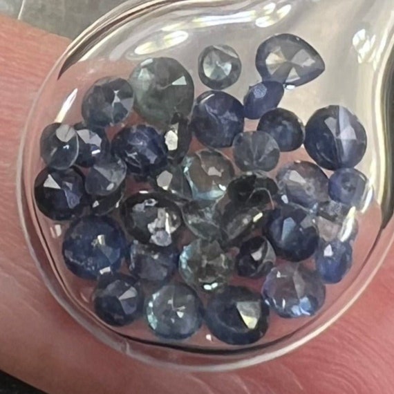 14k Gold Bottle w 35 Tiny Blue Sapphires Pendant … - image 7