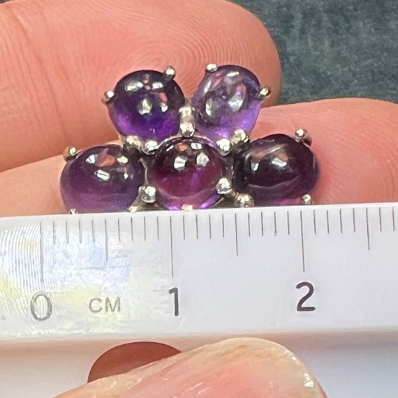 10k White Gold 8 TCW Cabochon Amethyst Flower Rin… - image 9