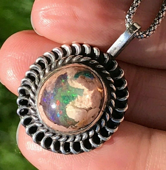 Mexican Boulder Jelly Opal Pendant. 925 Old Pawn … - image 8