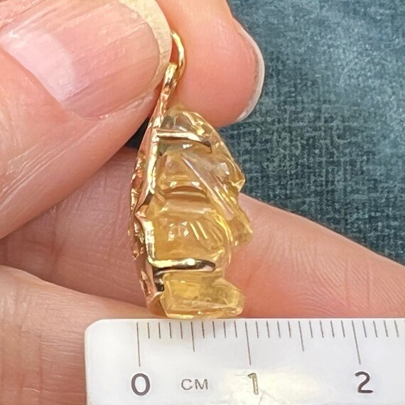 14k Gold Carved Lemon Citrine Ganesha Pendant. El… - image 10