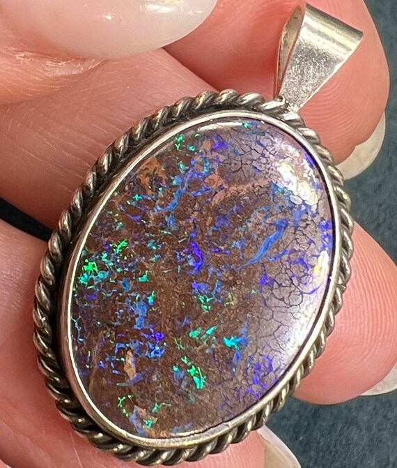Australian Koroit Boulder Opal Pendant in Sterlin… - image 7