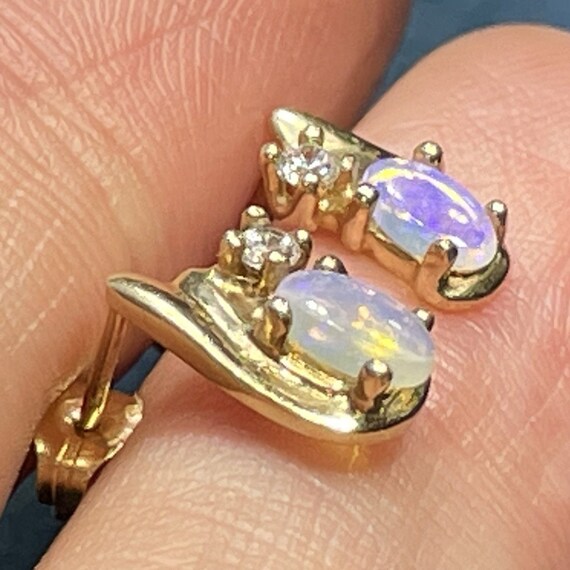 10k Yellow Gold Australian Lavender Jelly Opal & … - image 6