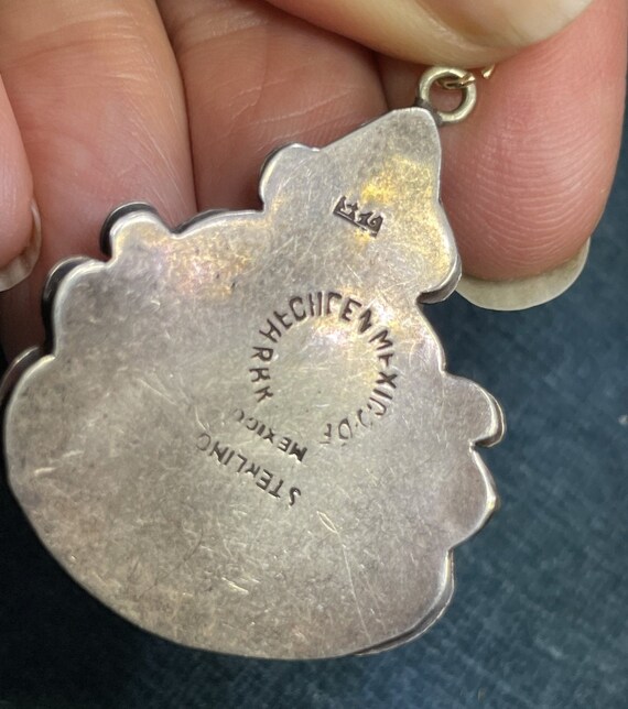 Antique Mexican Medallion Cut-Out Teardrop Pendan… - image 5
