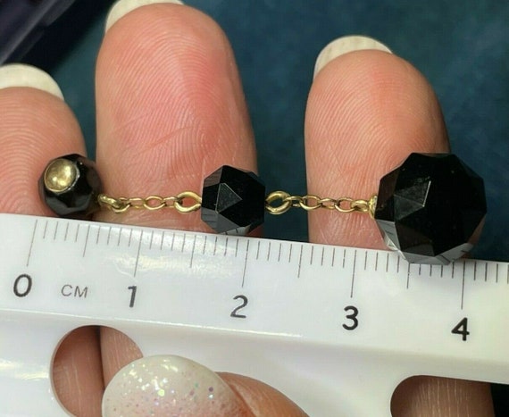 10k Yellow Gold Faceted Onyx Dangly Art Deco Earr… - image 6