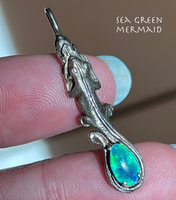 Australian Black Opal Teardrop Triplet Lizard Pend