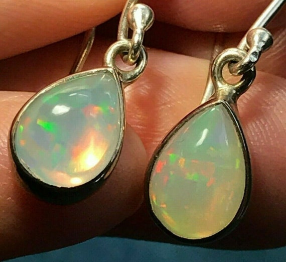 Ethiopian Welo Jelly Opal Teardrop Dangle Earring… - image 9