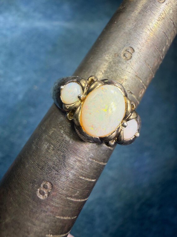 Australian Opal 3 Gem Sterling Silver Ring *Video* View 6