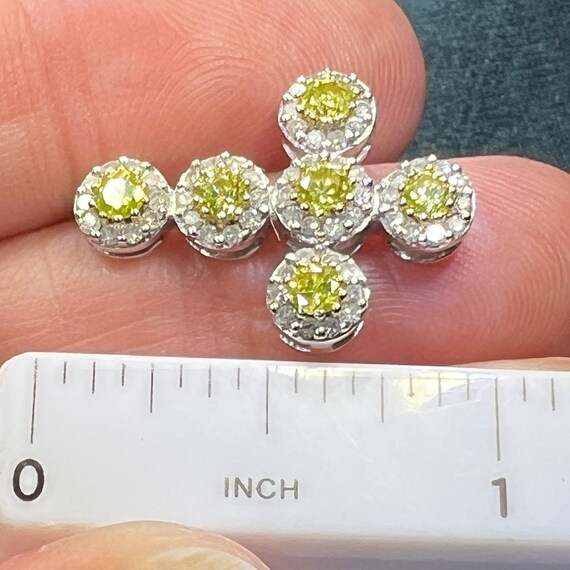 14k White Gold Canary Yellow + Clear Diamond Cros… - image 10